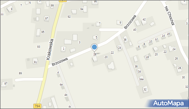 Przybysławice, Brzozowa, 18, mapa Przybysławice