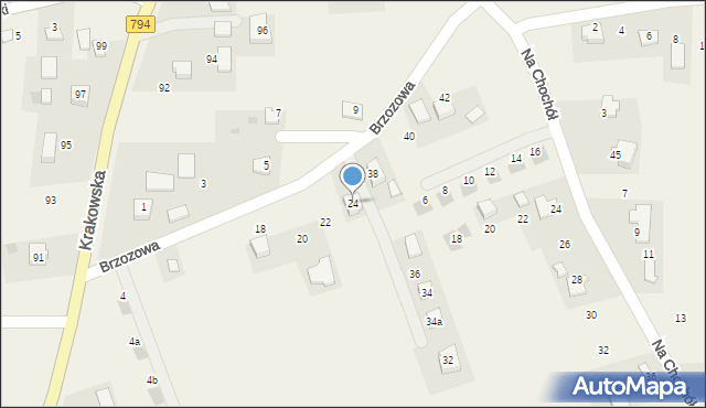 Przybysławice, Brzozowa, 24, mapa Przybysławice