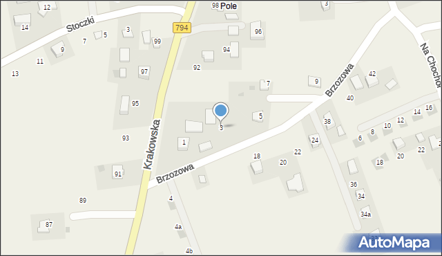 Przybysławice, Brzozowa, 3, mapa Przybysławice