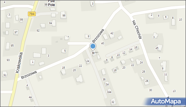 Przybysławice, Brzozowa, 38, mapa Przybysławice