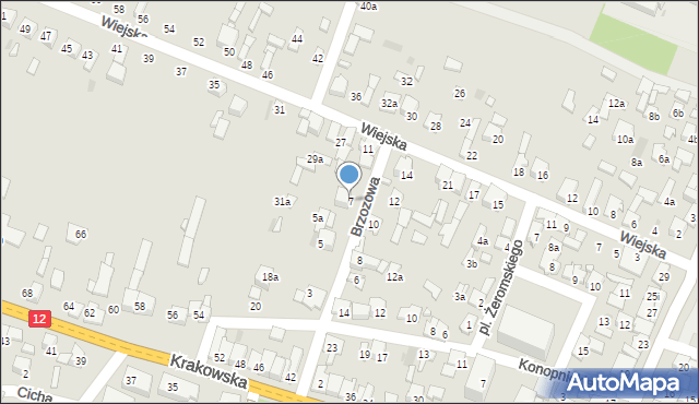 Przysucha, Brzozowa, 7, mapa Przysucha