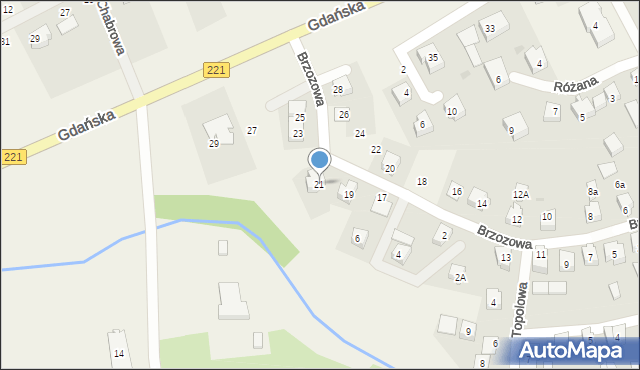 Przywidz, Brzozowa, 21, mapa Przywidz