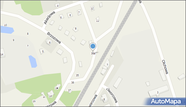 Pszczew, Brzozowa, 34a, mapa Pszczew