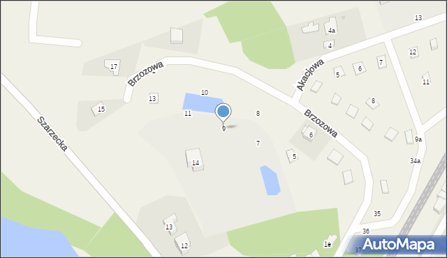 Pszczew, Brzozowa, 9, mapa Pszczew
