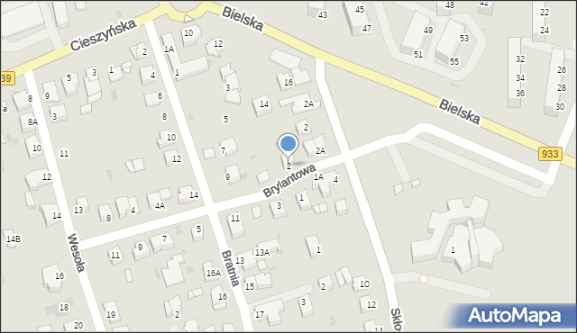 Pszczyna, Brylantowa, 2, mapa Pszczyny