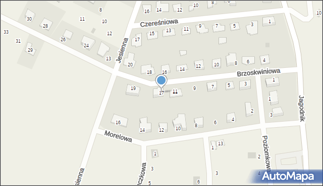 Pszenno, Brzoskwiniowa, 17, mapa Pszenno