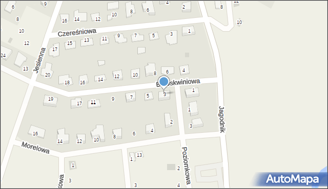 Pszenno, Brzoskwiniowa, 3, mapa Pszenno