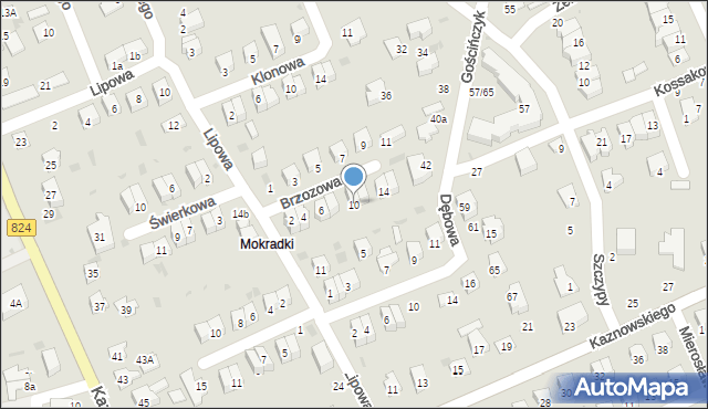 Puławy, Brzozowa, 10, mapa Puław