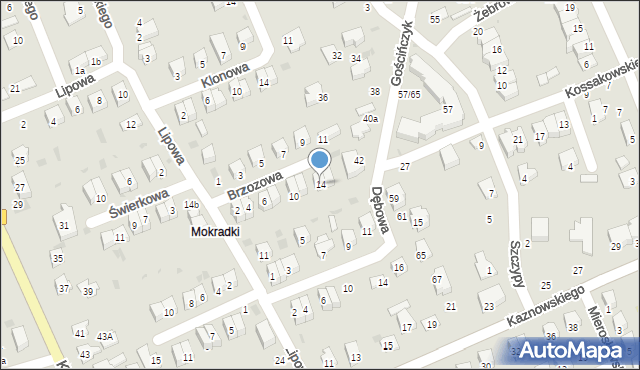 Puławy, Brzozowa, 14, mapa Puław