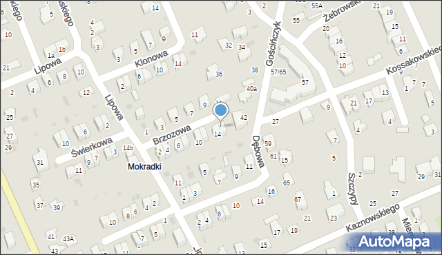 Puławy, Brzozowa, 16, mapa Puław