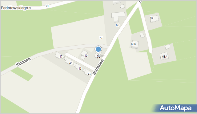 Pysznica, Brzozowa, 51, mapa Pysznica