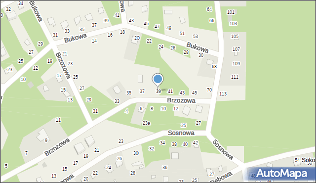 Radawa, Brzozowa, 39, mapa Radawa