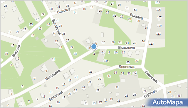 Radawa, Brzozowa, 4, mapa Radawa