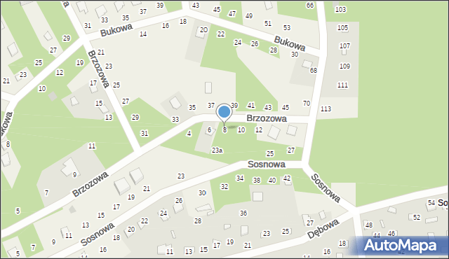 Radawa, Brzozowa, 8, mapa Radawa