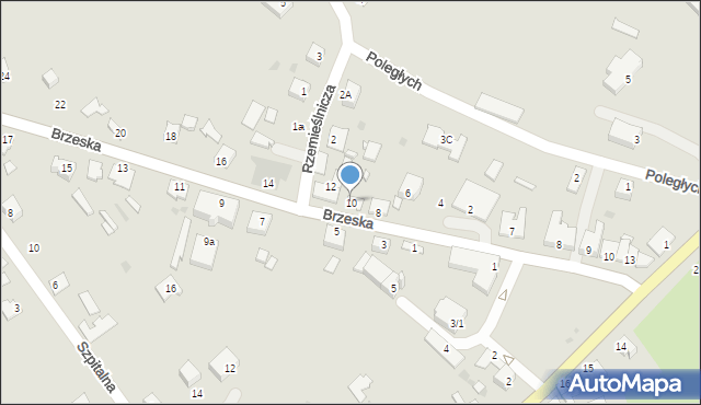 Radłów, Brzeska, 10, mapa Radłów