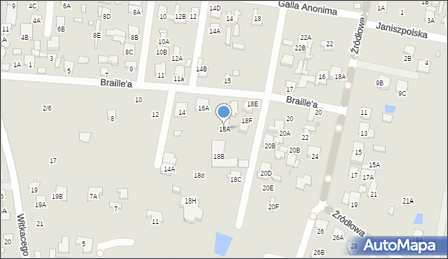 Radom, Braille'a Ludwika, 18A, mapa Radomia