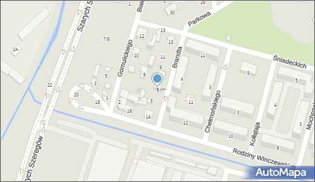 Radom, Brandta Józefa, 5, mapa Radomia