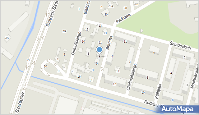 Radom, Brandta Józefa, 7, mapa Radomia