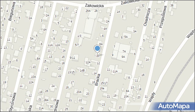 Radom, Bracka, 10, mapa Radomia