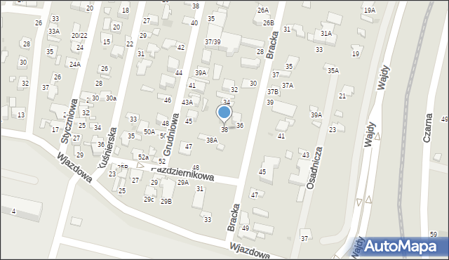 Radom, Bracka, 38, mapa Radomia