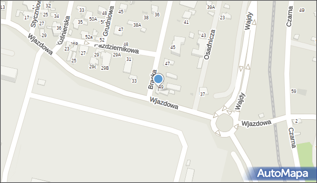 Radom, Bracka, 51, mapa Radomia