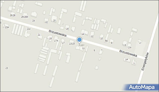 Radom, Brzustowska, 11a, mapa Radomia