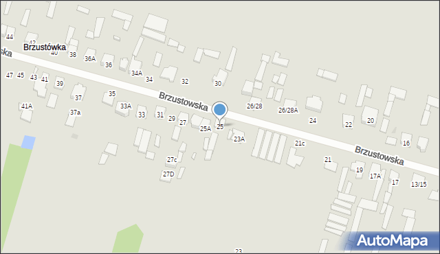 Radom, Brzustowska, 25, mapa Radomia