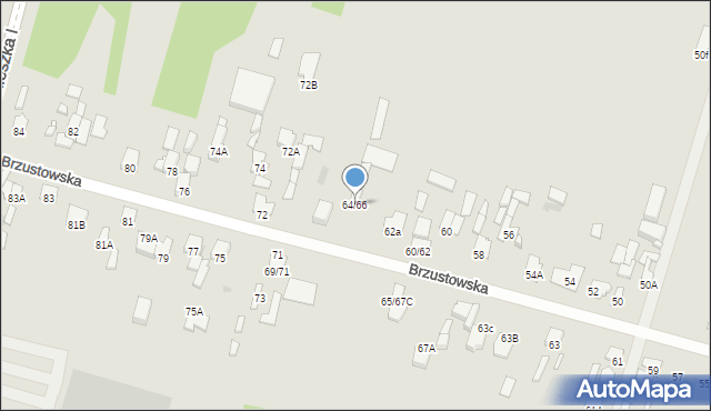 Radom, Brzustowska, 64/66, mapa Radomia