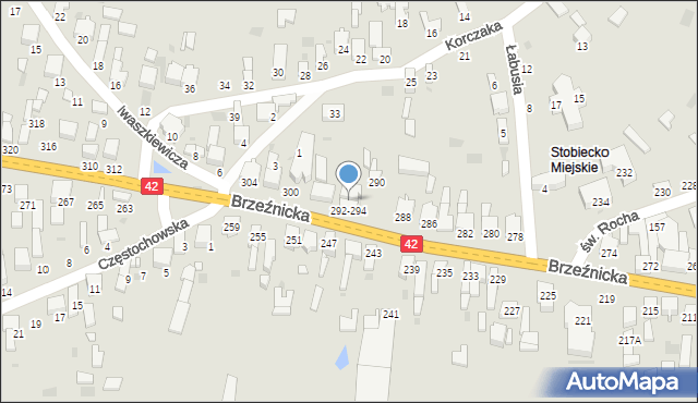 Radomsko, Brzeźnicka, 294, mapa Radomsko