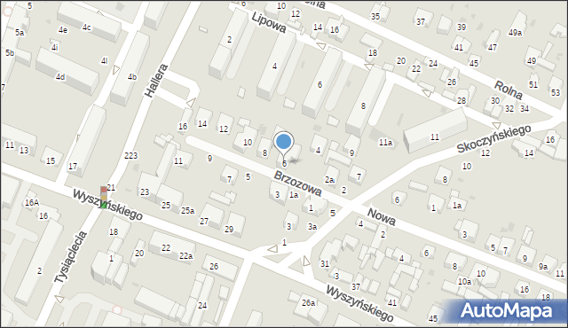 Radomsko, Brzozowa, 6, mapa Radomsko