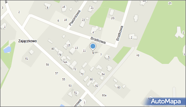 Radonie, Bratkowa, 9, mapa Radonie