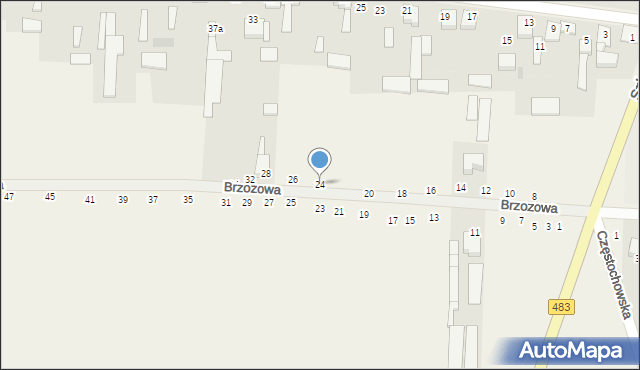 Radostków, Brzozowa, 24, mapa Radostków