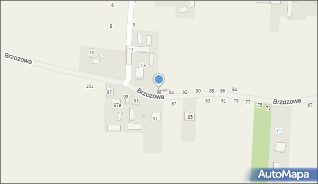 Radostków, Brzozowa, 96, mapa Radostków