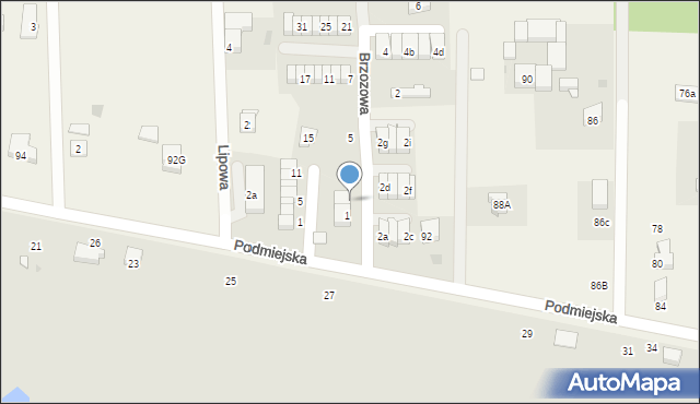 Radunica, Brzozowa, 3, mapa Radunica