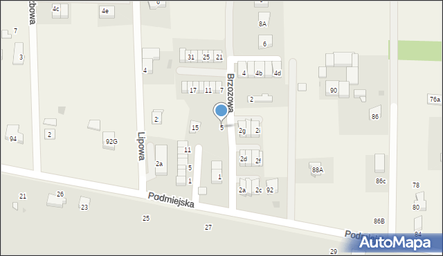 Radunica, Brzozowa, 5, mapa Radunica