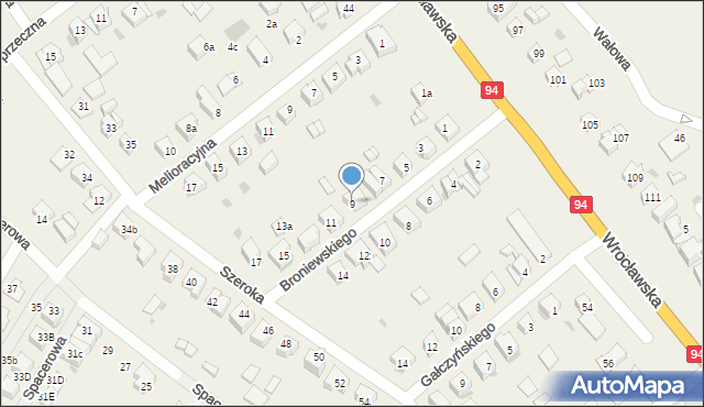 Radwanice, Broniewskiego, 9, mapa Radwanice