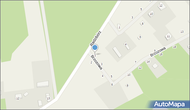 Radzibórz, Brzozowa, 1, mapa Radzibórz