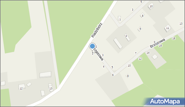 Radzibórz, Brzozowa, 2, mapa Radzibórz