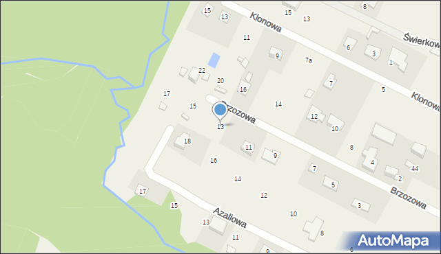 Radziejowice-Parcel, Brzozowa, 13, mapa Radziejowice-Parcel