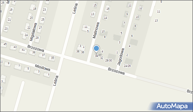 Raków Duży, Brzozowa, 34, mapa Raków Duży