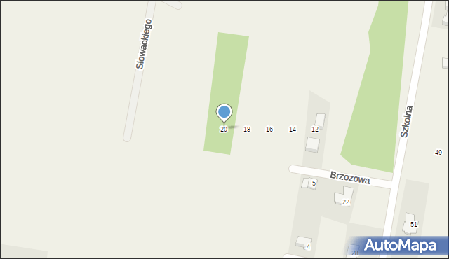 Rędziny, Brzozowa, 20, mapa Rędziny