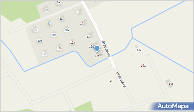 Regiel, Brzozowa, 12e, mapa Regiel