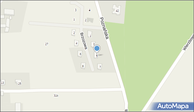 Rogalinek, Brzozowa, 5, mapa Rogalinek