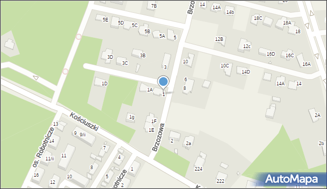 Rogoźnik, Brzozowa, 1, mapa Rogoźnik