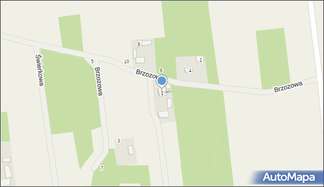 Rosanów, Brzozowa, 1, mapa Rosanów