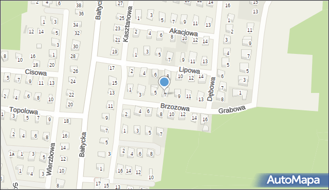 Rowy, Brzozowa, 7, mapa Rowy