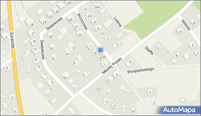 Rozogi, Brzozowa, 3, mapa Rozogi