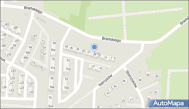 Ruda Śląska, Brańskiego Wiktora, 19, mapa Rudy Śląskiej