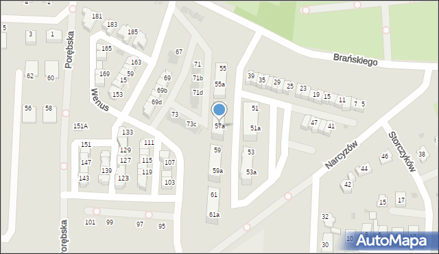 Ruda Śląska, Brańskiego Wiktora, 57a, mapa Rudy Śląskiej