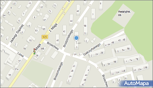 Ruda Śląska, Brodzińskiego Kazimierza, 3A, mapa Rudy Śląskiej